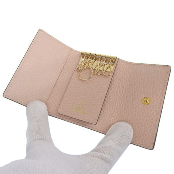 GUCCI GG Supreme Leather Double G 6 Row Key Case 456118 Beige/Pink Ladies - Picture 5 of 8